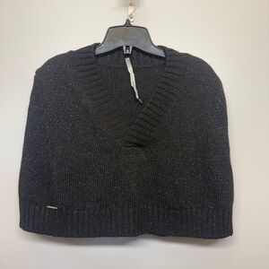 Cop.Copine Black Knit Shimmer Shawl Cape Shrug Poncho SIZE M